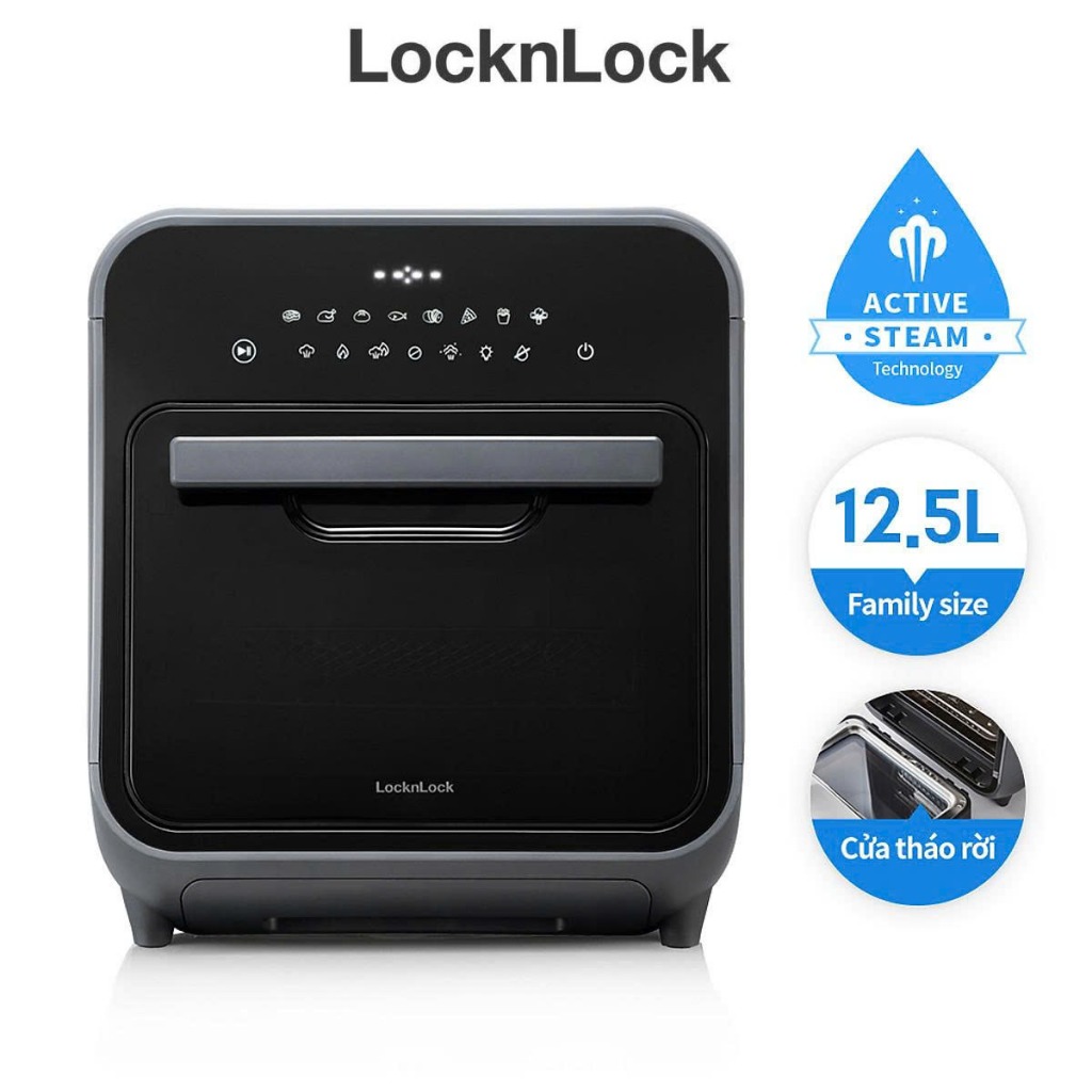 Lò nướng chân không kết hợp chức năng hấp LockL&Lock Steam Air Fryer Oven 12.5L – EJF693GRY