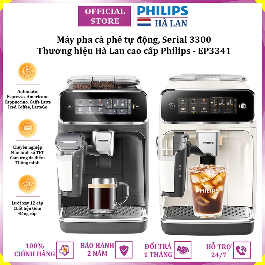 Máy pha cà phê tự động Espresso, Americano, Capuccino, Latte thương hiệu Philips EP3341 Serial 3300 