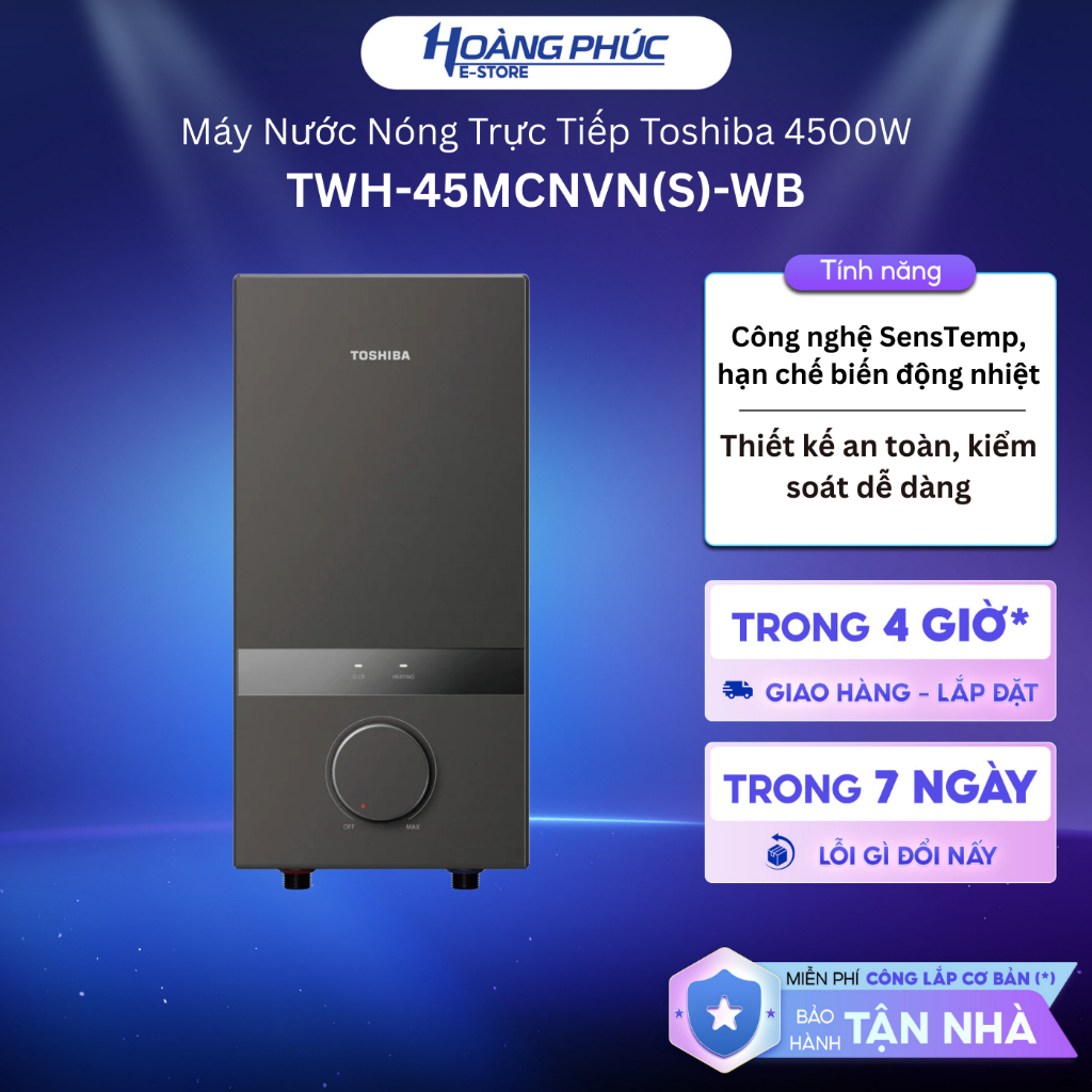Máy Nước Nóng Trực Tiếp Toshiba TWH-45MCNVN(S)-WB Đen / TWH-45MCNVN(W)-WB Trắng {Ship HCM 0Đ}
