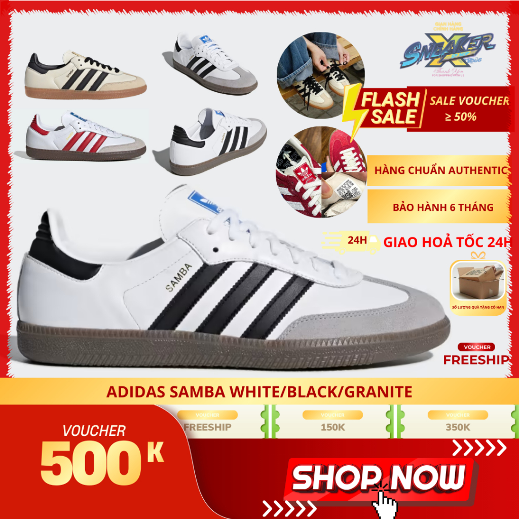 [BIG 𝙎𝘼𝙇𝙀 VOUCHER XTRA 50%] Adidas Giày Sneaker Adidas Samba OG "Cloud White" B75806-Hàng Chính Hãng