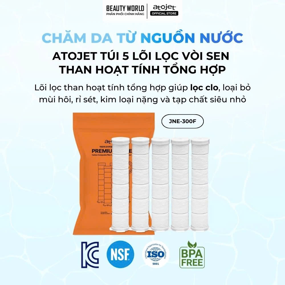Túi 5 Lõi Lọc Thay Thế Vòi Sen Lọc Nước Cao Cấp Atojet JNE-300F