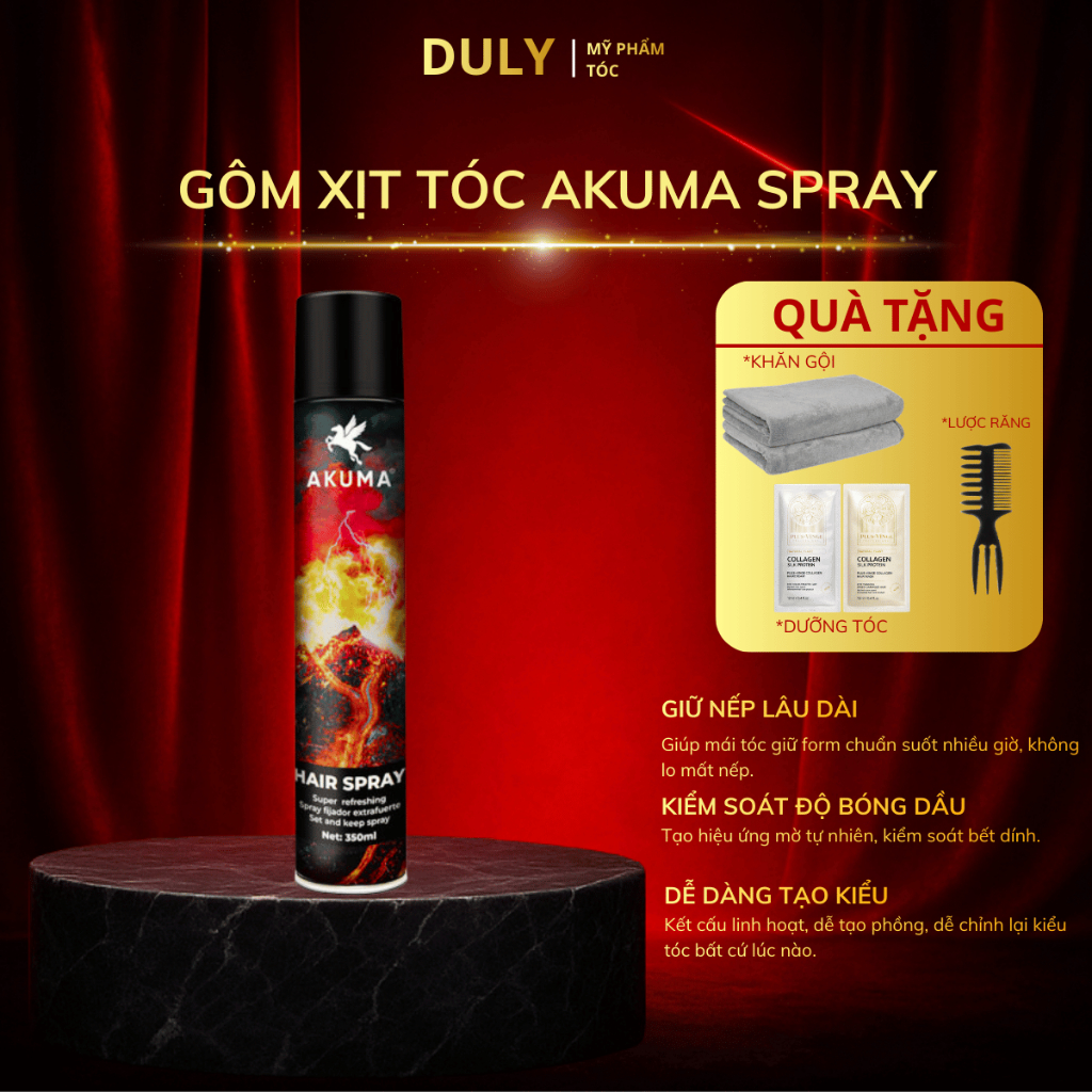 Gôm Xịt Giữ Nếp Tóc AKUMA HAIR SPRAY 390ml Hương Nước Hoa Chính Hãng Akuma