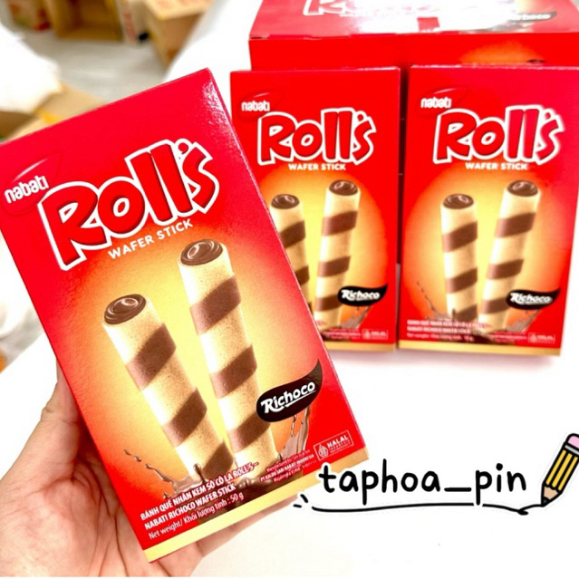 Bánh Quế Nabati Rolls Nhân Socola_Phô Mai Hộp 50g