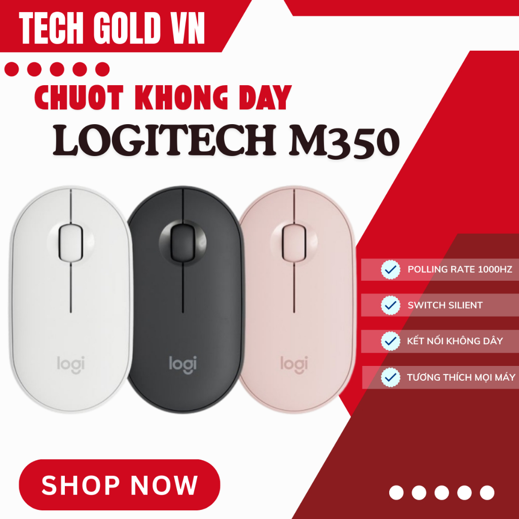 Chuột không dây Logi Pebble 2 M350s Bluetooth Giảm ồn Nhỏ mỏng