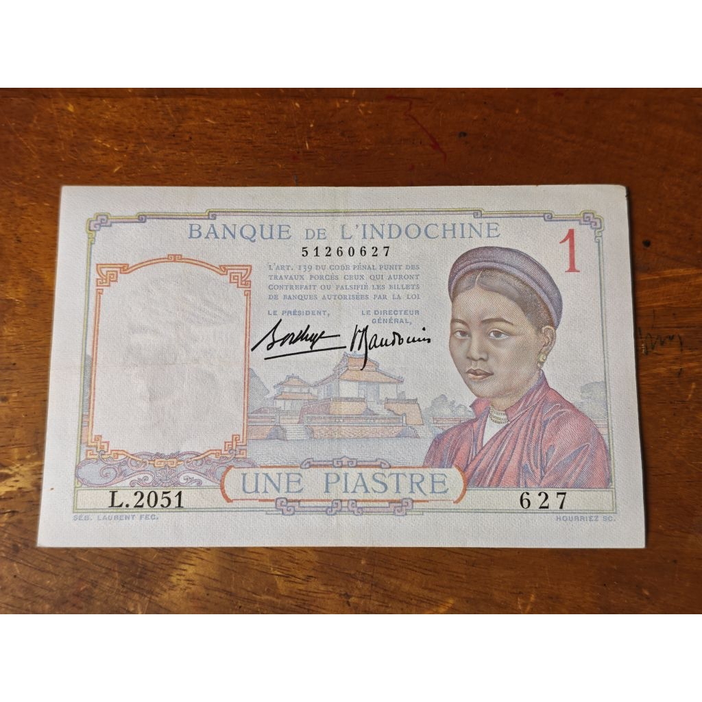 Sưu tầm Đông Dương xưa: 1 Piastre 1926-46 - 1 đồng Gánh Dừa. Nhiều chất lượng.