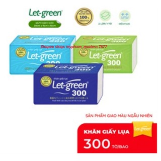 Giấy ăn, giấy vệ sinh lụa LET GREEN-300 Tờ/Bao rút kéo, dày dặn, dai mềm, thấm hút nhanh