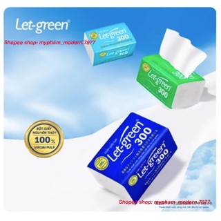 Giấy ăn, giấy vệ sinh lụa LET GREEN-300 Tờ/Bao rút kéo, dày dặn, dai mềm, thấm hút nhanh
