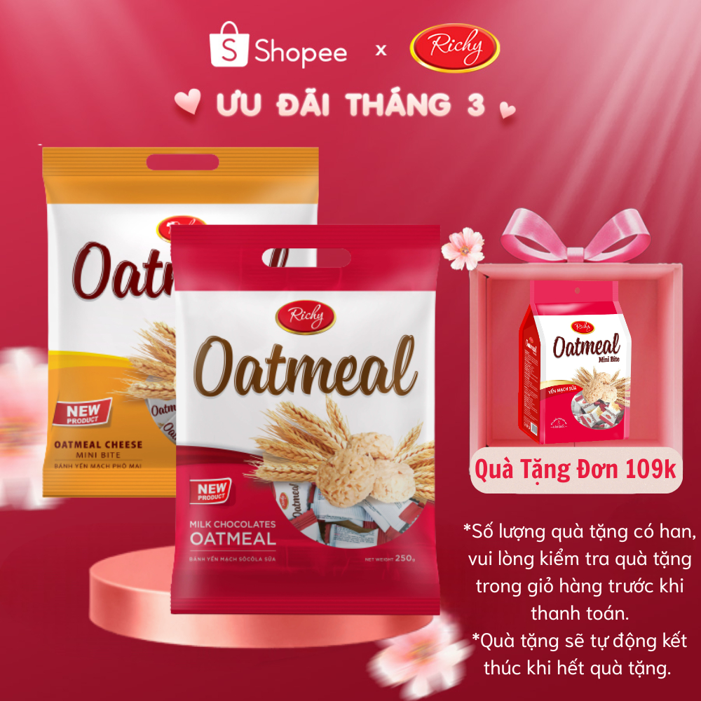[Quà Tặng Đơn 109k] Combo 2 Bánh Yến Mạch Richy 2 vị (Sữa & Phô Mai)