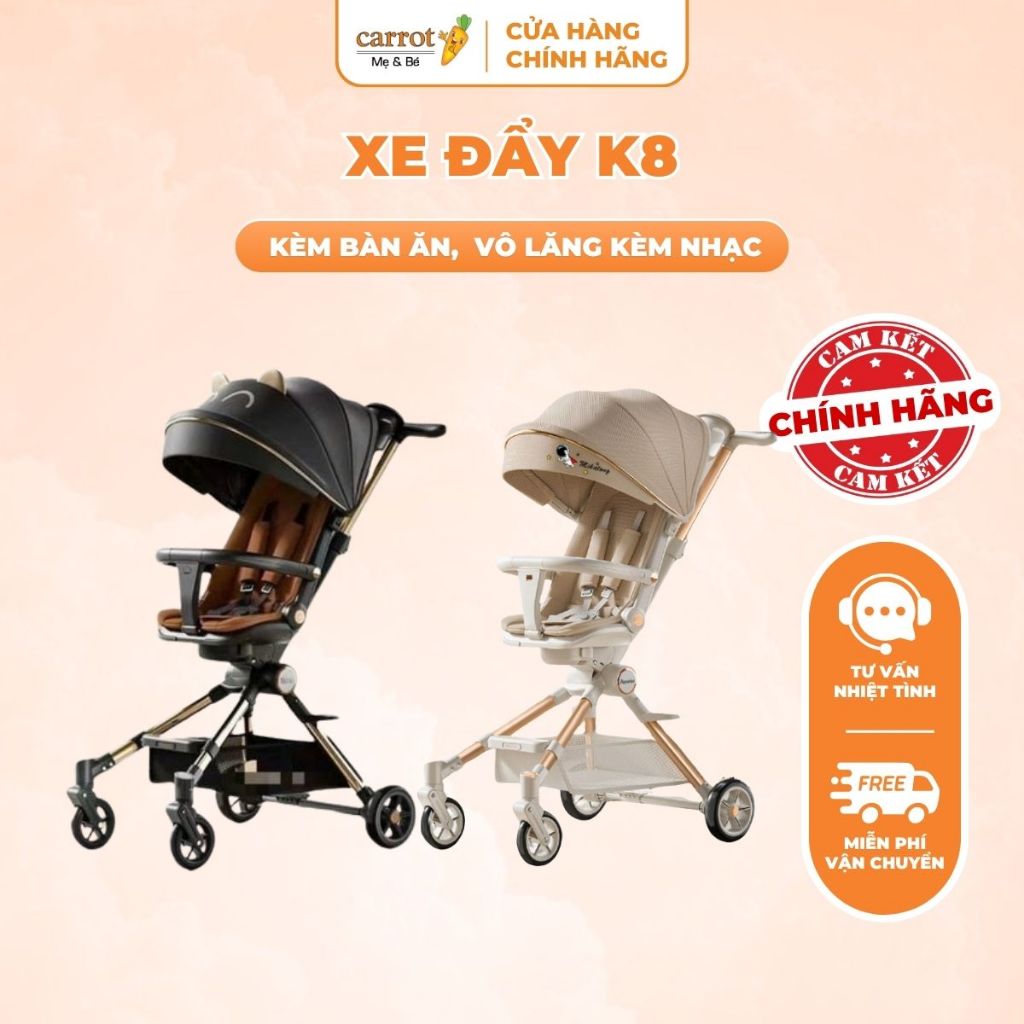 Xe Đẩy K8 Có Bàn Ăn Dặm Và Vô Lăng Nhạc Cho Bé Sơ Sinh