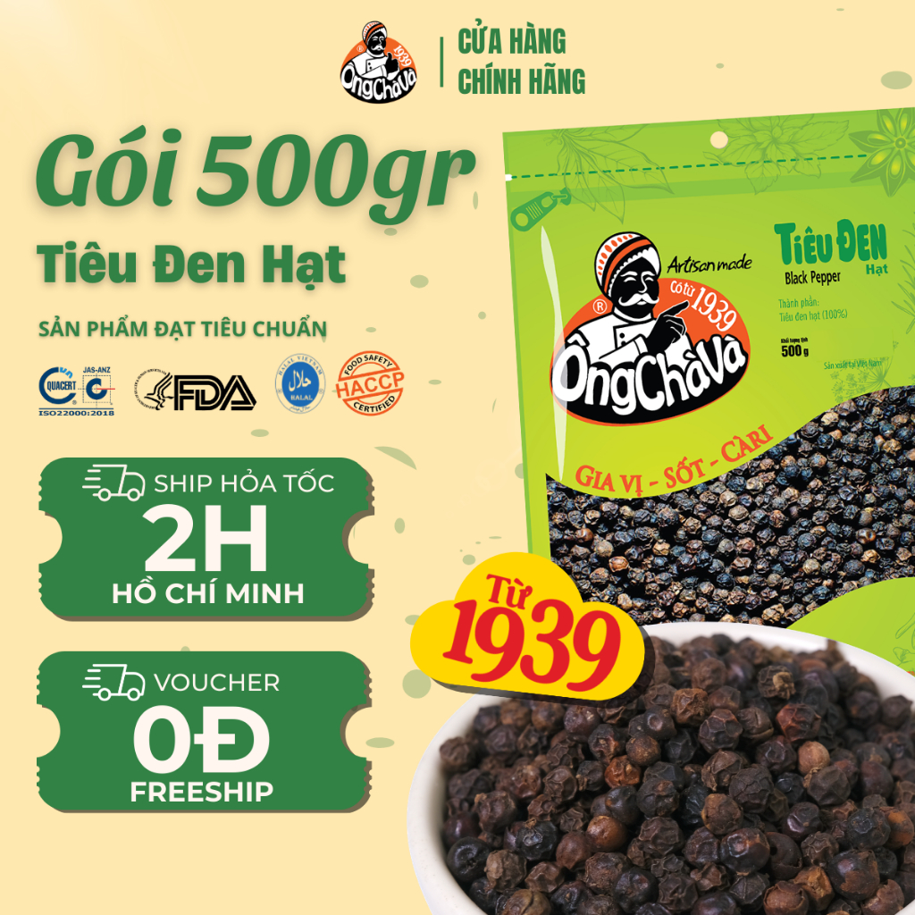 Tiêu Đen Hạt Ông Chà Và 500g (Black Pepper)
