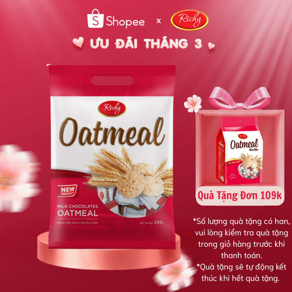 [Quà Tặng Đơn 109k] Bánh Yến mạch Richy Oatmeal Túi 250g New