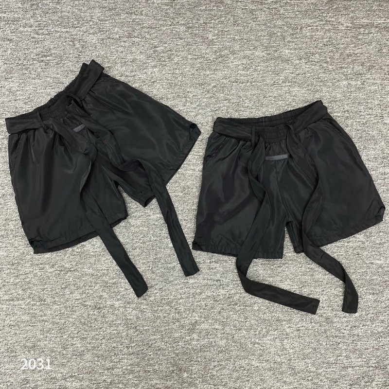 Quần Short Nam Ess Dây To Cao Su  gió chun dây đai thêu logo trơn basic