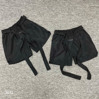 Quần Short Nam Ess Dây To Cao Su  gió chun dây đai thêu logo trơn basic