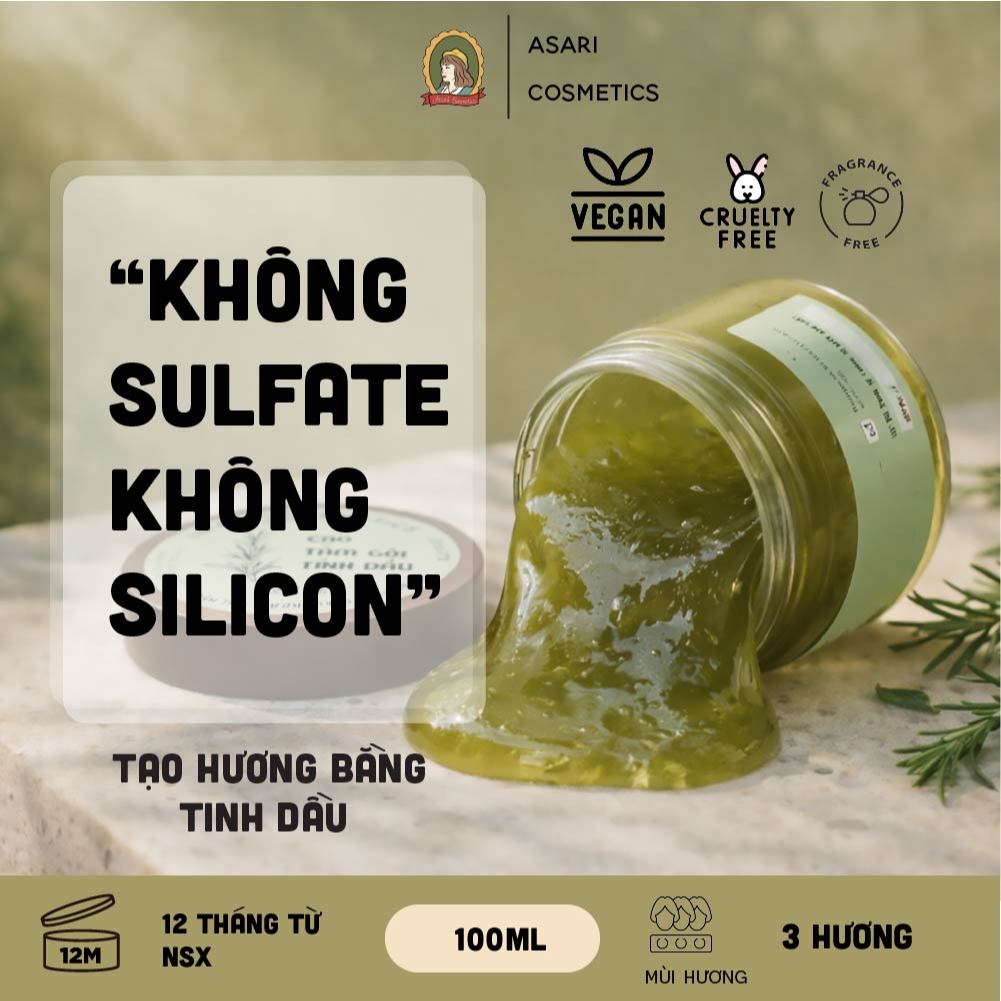 [100ml] Cao tắm gội tinh dầu 2 trong 1 không sulfate handmade Asari Cosmetics