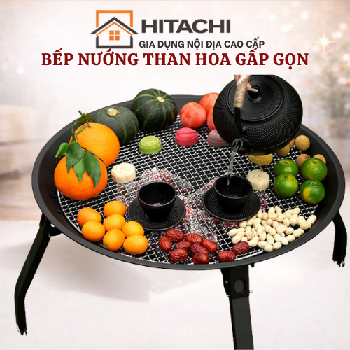 Bếp nướng dã ngoại BBQ TAEWOO 3 trong 1 gấp gọn, bếp nướng than hoa ngoài trời gấp gọn