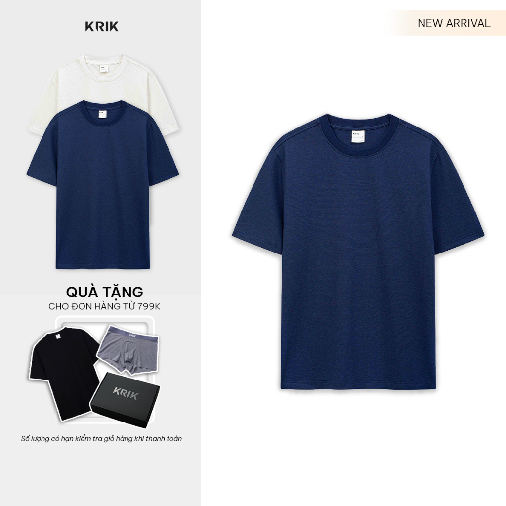 Áo Phông Nam KRIK Form Regular Chất Cotton Mát Mịn Thiết Kế Dệt Hiệu Ứng AP1463