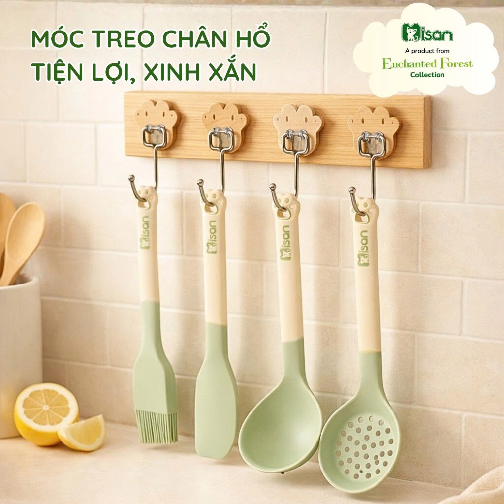 Bộ 4 Dụng Cụ Nấu Ăn Dặm Silicone Enchanted Forest – Set Dụng Cụ Nhà Bếp An Toàn, Tiện Lợi Cho Bé