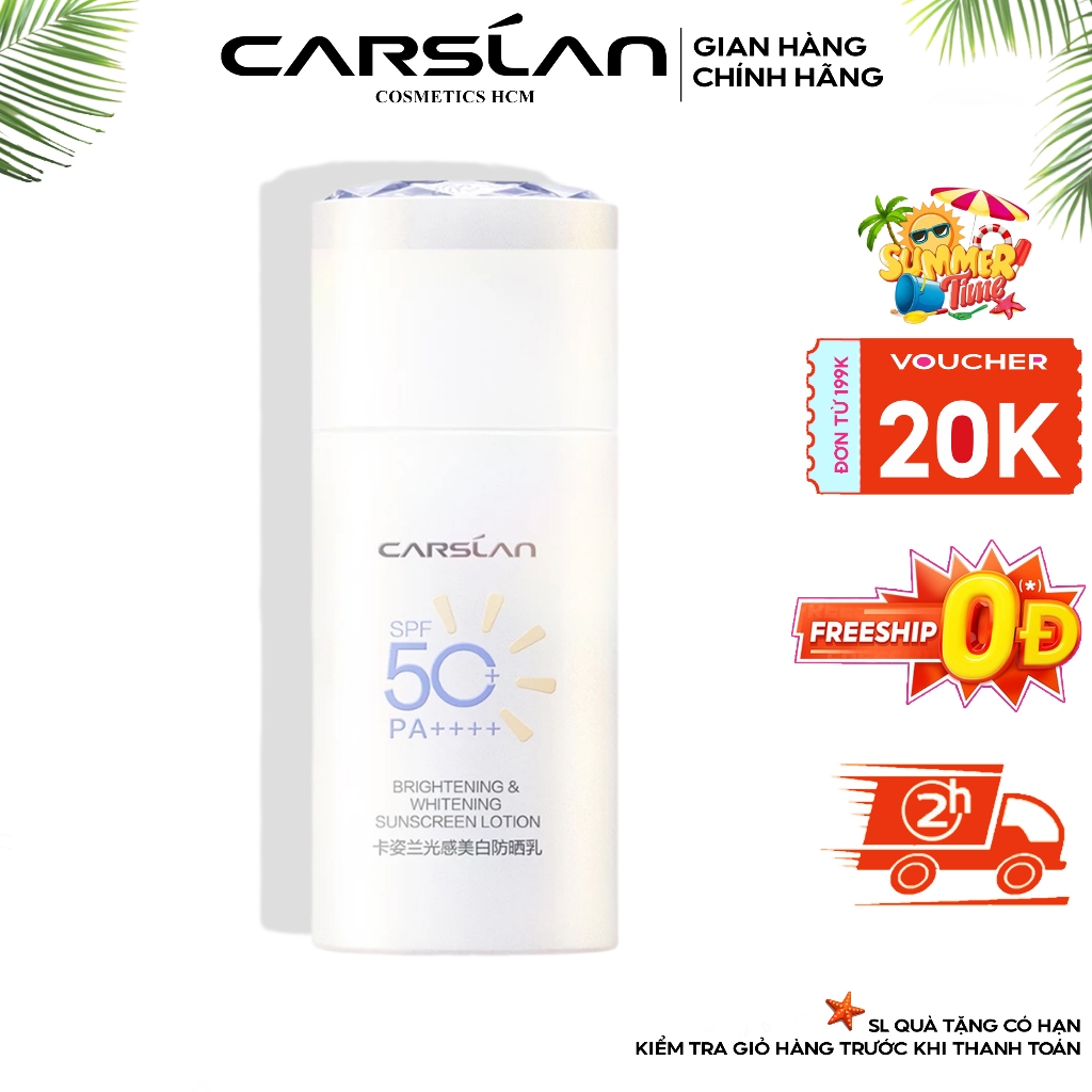 [SALE] Kem chống nắng CARSLAN dưỡng sáng chống nắng 14 Ngày Sáng Da Mờ Thâm SPF 50 + PA 4+ 50g