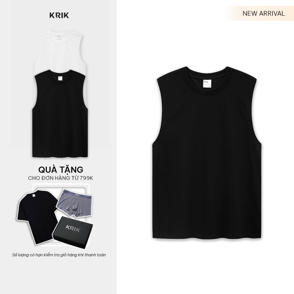Áo Tanktop Nam KRIK Form Classic  Chất Cotton Co Giãn Nhẹ Thiết Kế Basic AT1822