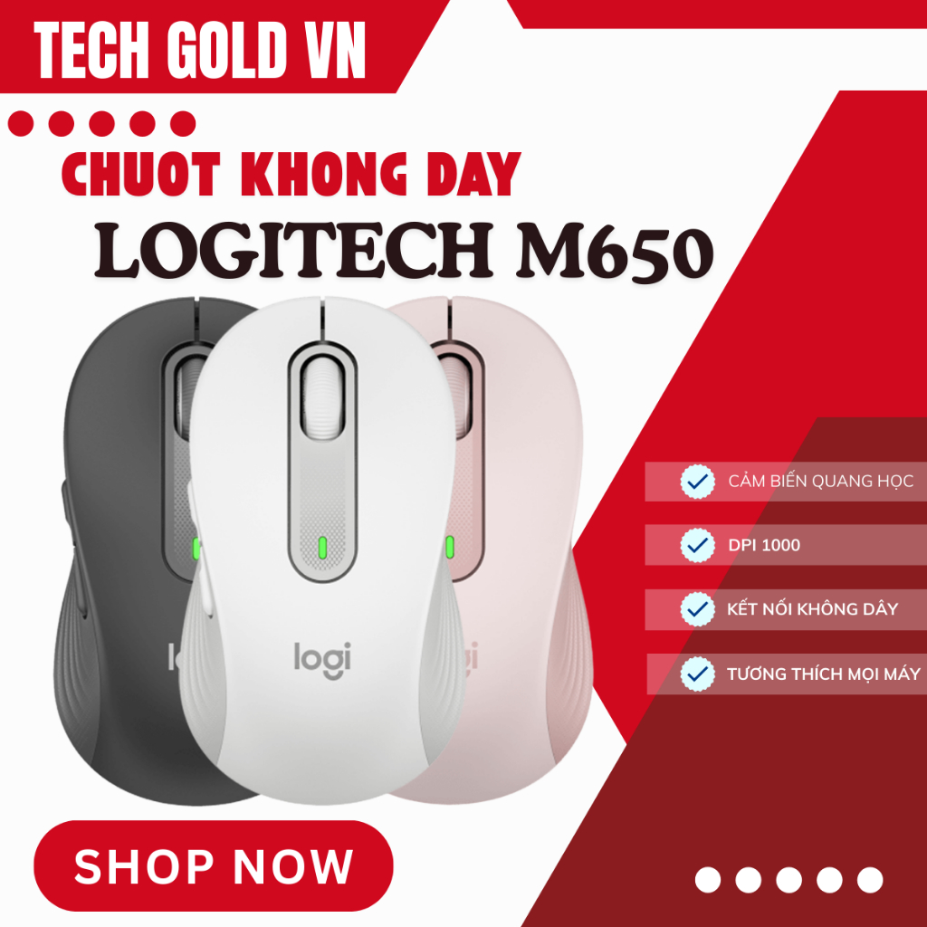 Chuột Không Dây Logi M650 Silent Click Kết Nối Bluetooth Không Dây Độ Nhạy Cao