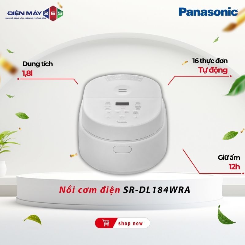 Nồi Cơm Điện Tử Panasonic Panasonic SR-DL184WRA 1.8L Chính Hãng – 10 Chế Độ Nấu, Lòng Nồi Phủ Bincho