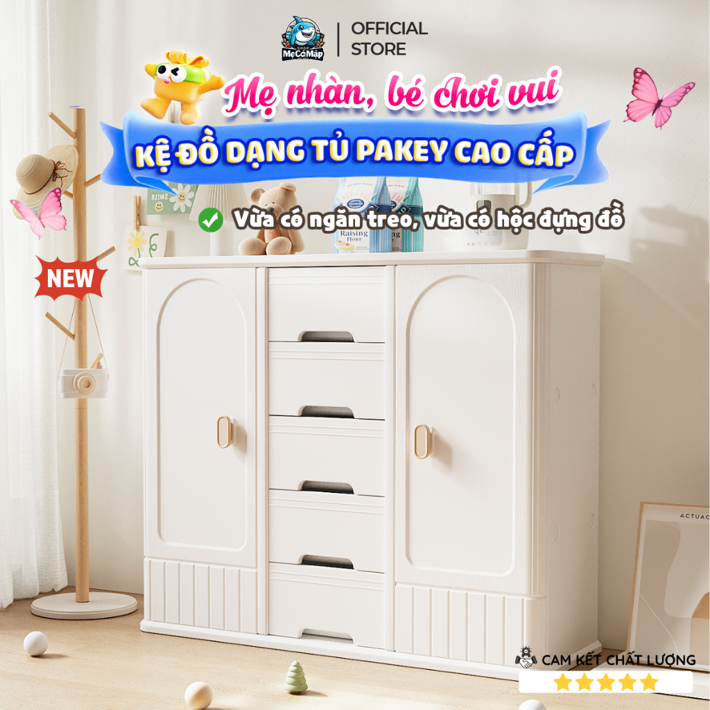 [Mẫu Mới] Kệ Đựng Đồ Cho Bé Pakey Nhiều Ngăn Cao Cấp, Kệ Tủ Sơ Sinh Đa Năng Dung Tích Lớn Có Tấm Hậu