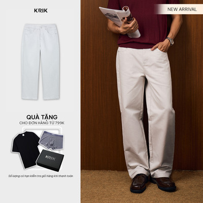 Quần Kaki Nam KRIK Form Straight Chất Liệu Kaki Cotton Cao Cấp Phong Cách Trẻ Trung Thanh Lịch Dễ Phối QK6573