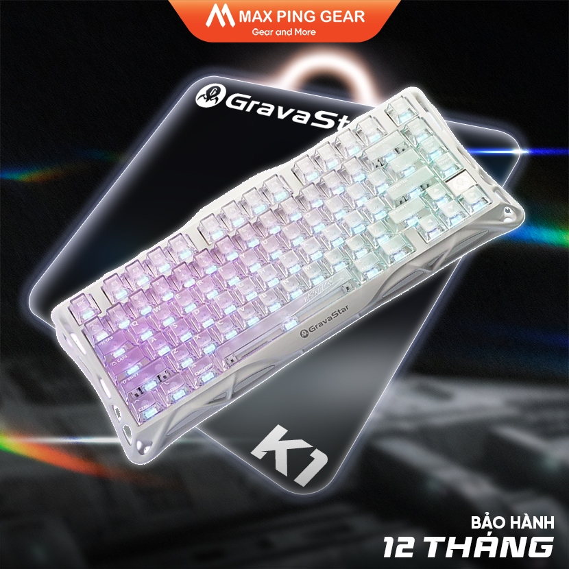 [HỎA TỐC] Bàn phím cơ Gravastar Mercury K1 Lite -Crystal Aurora (3Modes|Hotswap|PC) - Maxpinggear