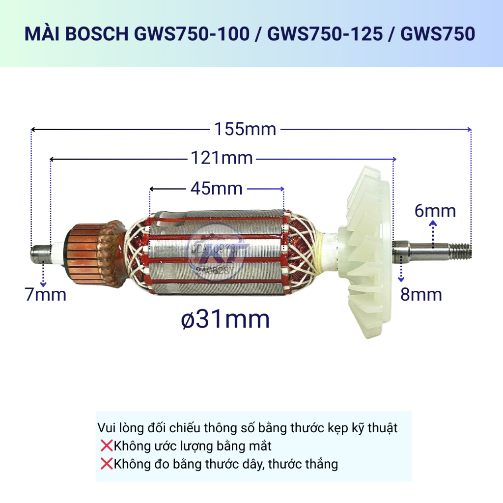 Rotor (ruột) mài BOSCH GWS 750-100 / GWS 750-125