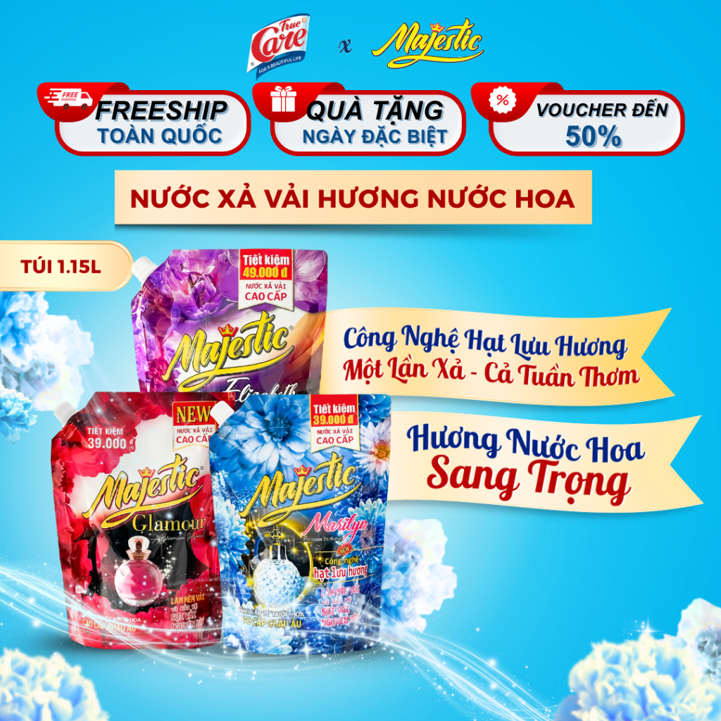 Nước Xả Vải True Care Majestic (20gr-1.15kg) - Hương Nước Hoa Cao Cấp