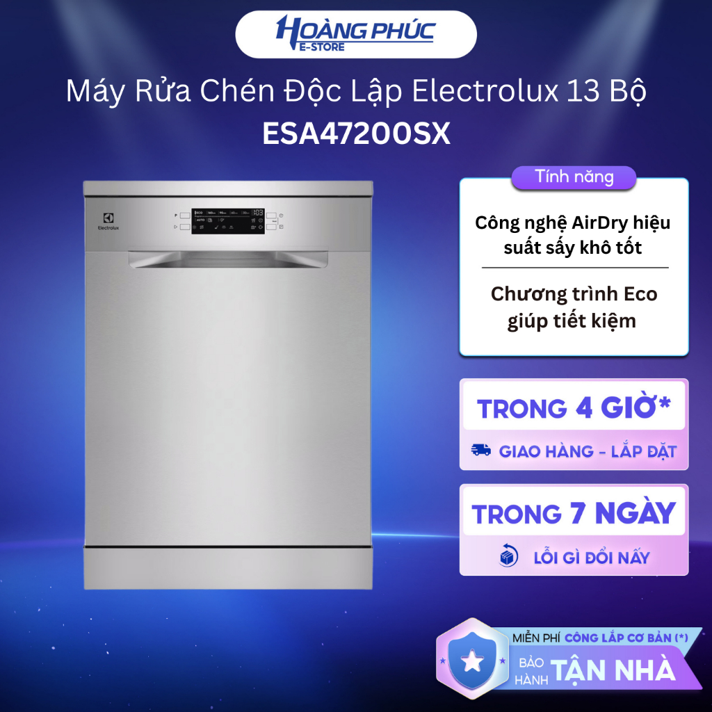 Máy Rửa Chén Độc Lập Electrolux 13 Bộ 1.950W ESA47200SX {Ship HCM 0Đ}