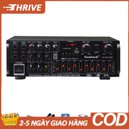 Amly karaoke Sunbuck 326BT hàng chuẩn (cổng 12v, 220v, có bluetooth)-Amly âm ly karaoke