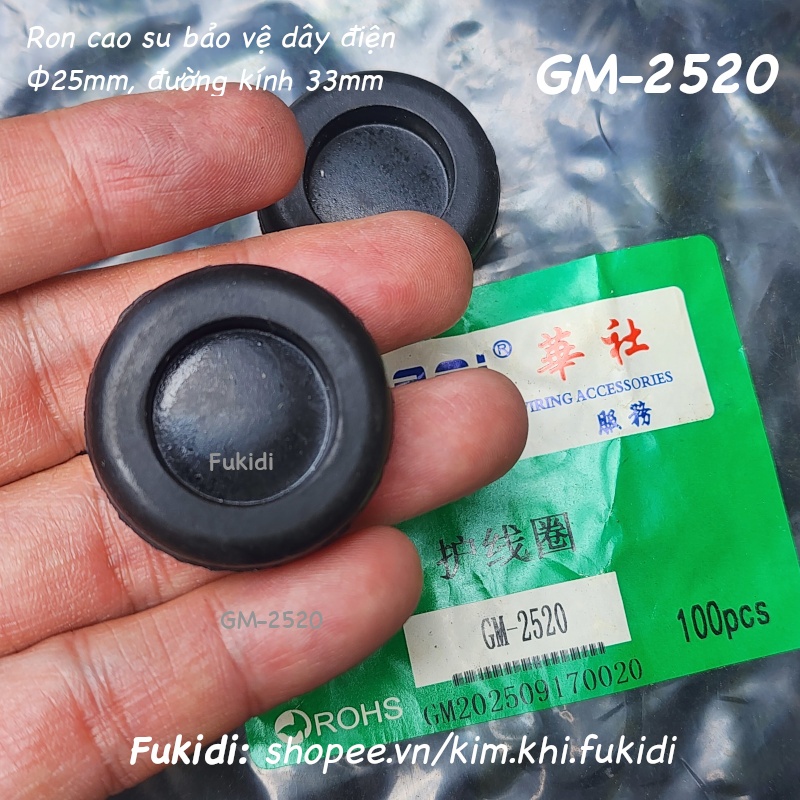 Ron cao su luồn dây điện, phi 25mm đường kính ngoài 33mm - GM-2520