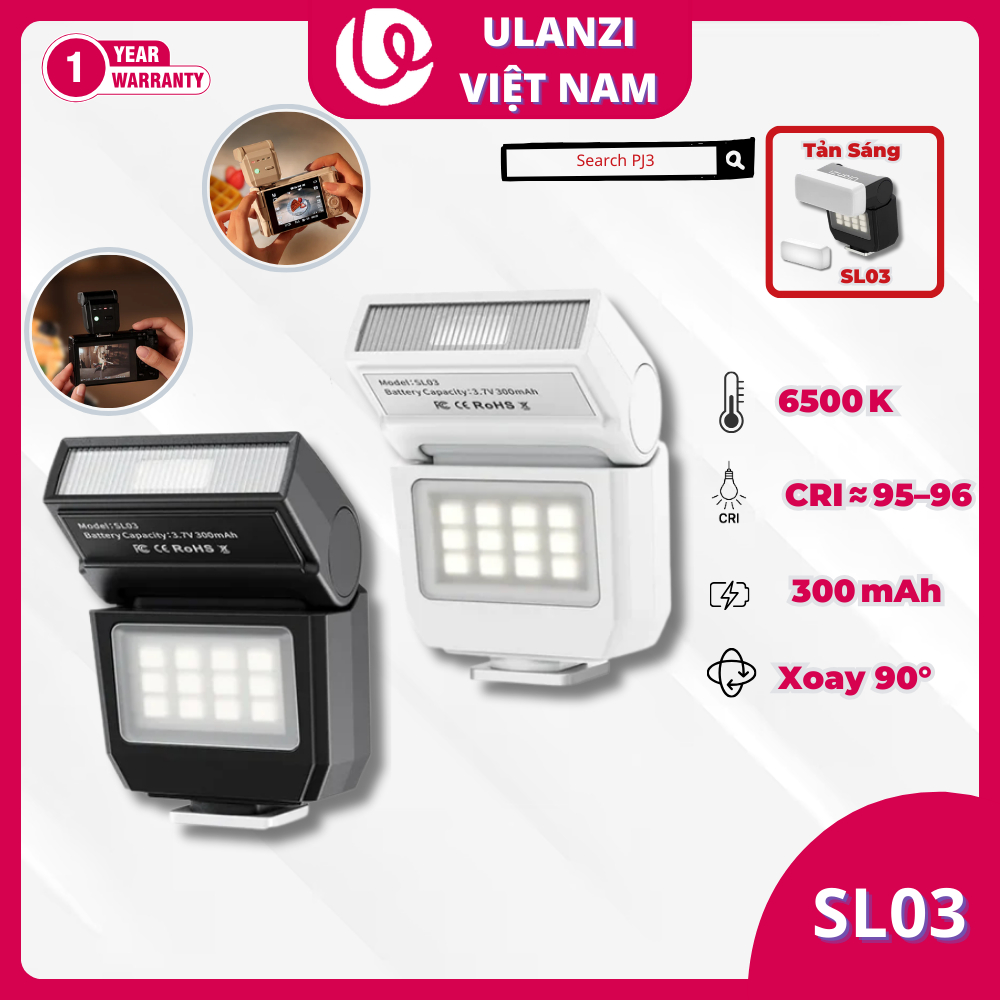 Đèn Flash Mini - ULANZI SL03, góc flash điều chỉnh 90°, 3 chế độ ánh sáng, 6500K - HÀNG CHÍNH HÃNG