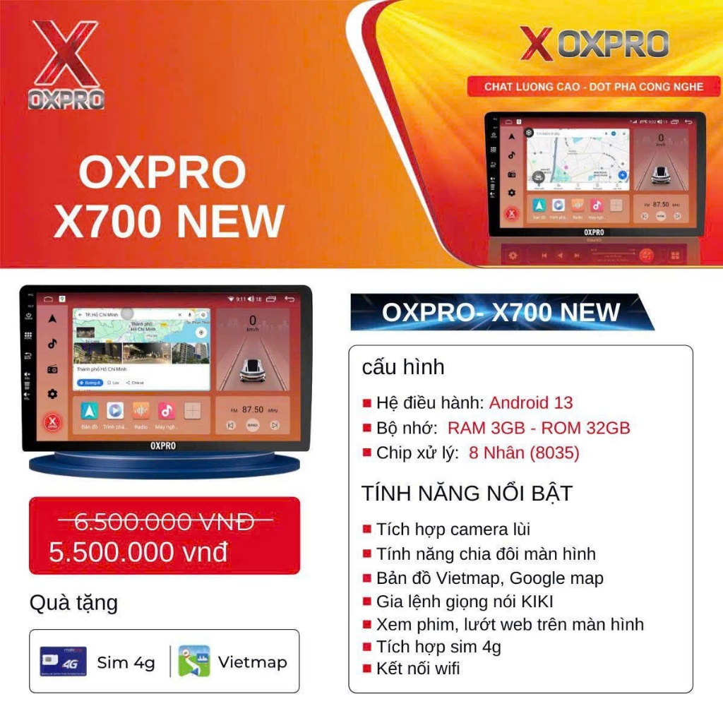 Màn hình OXPRO X700 chất lượng cao