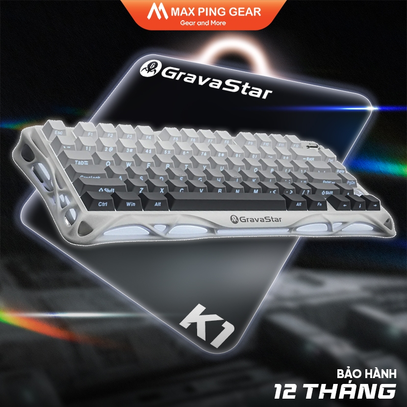 [HỎA TỐC] Bàn phím cơ Gravastar Mercury K1- Gradient White ( 3Modes | Hotswap| PBT  ) - Maxpinggear