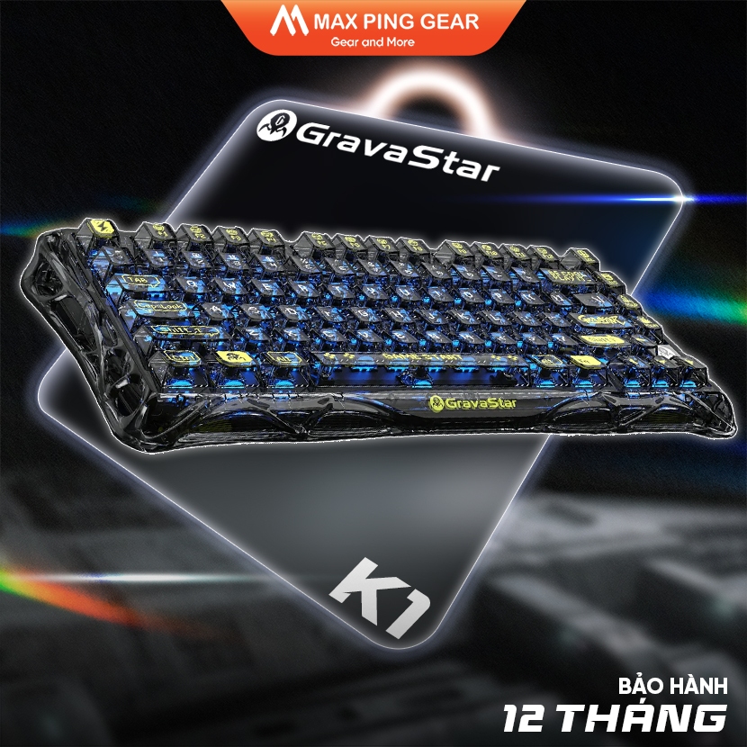 [HỎA TỐC] Bàn phím cơ Gravastar Mercury K1 Lite -Transparent Black (3Modes|Hotswap|PC) - Maxpinggear