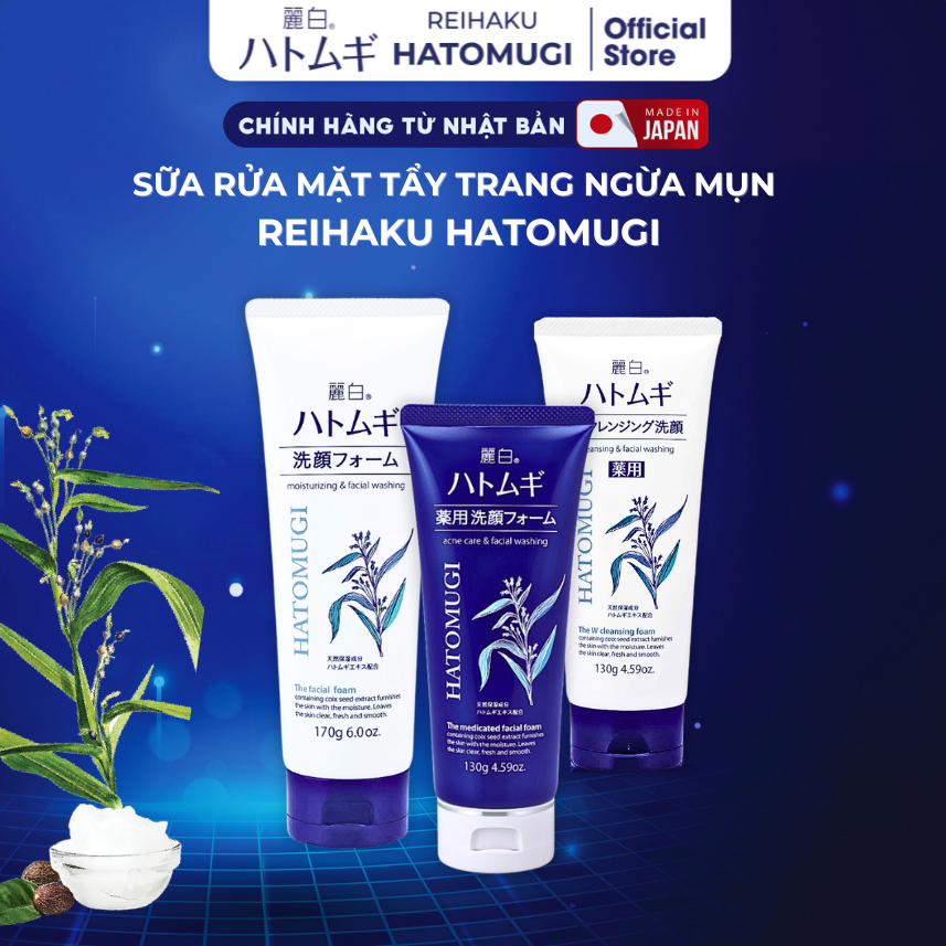 Sữa Rửa Mặt Tẩy Trang REIHAKU Cleansing Facial Foam Từ Hatomugi Dưỡng Ẩm…