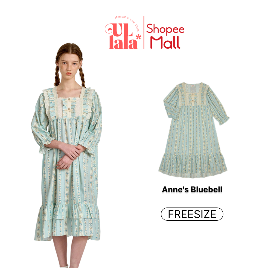 Ullala Pajama Annes Bluebell Váy ngủ mặc nhà tay lửng Freesize