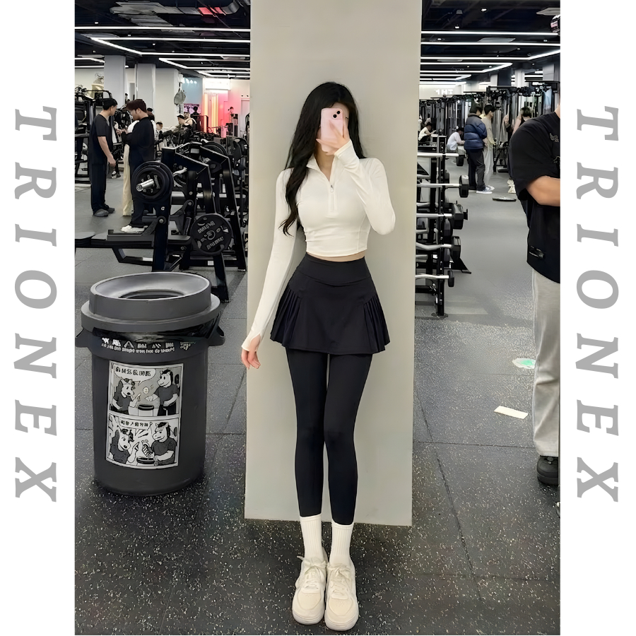 [K219] Quần dài phối váy đi tập gym TRIONEX, tập yoga che khuyết điểm, ống bo gấu dễ vận động | BigBuy360 - bigbuy360.vn