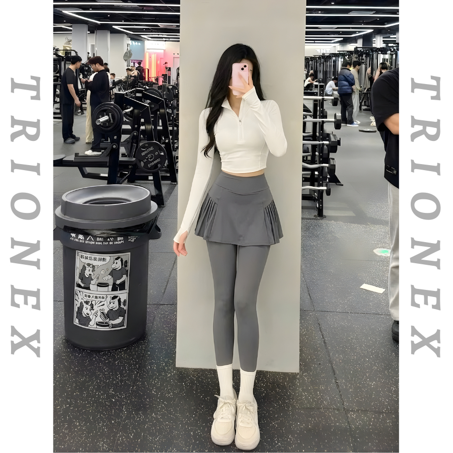 [K219] Quần dài phối váy đi tập gym TRIONEX, tập yoga che khuyết điểm, ống bo gấu dễ vận động | BigBuy360 - bigbuy360.vn