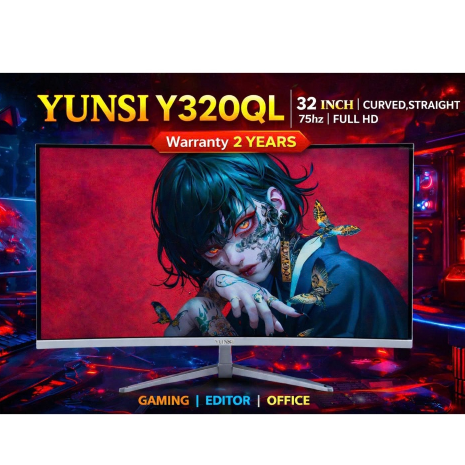 Màn hình PC gaming Yunsi cong 32 inch 75hz VA FULL HD/ 4K 60hz - Y320QL 32" in Trắng Đen new giá rẻ