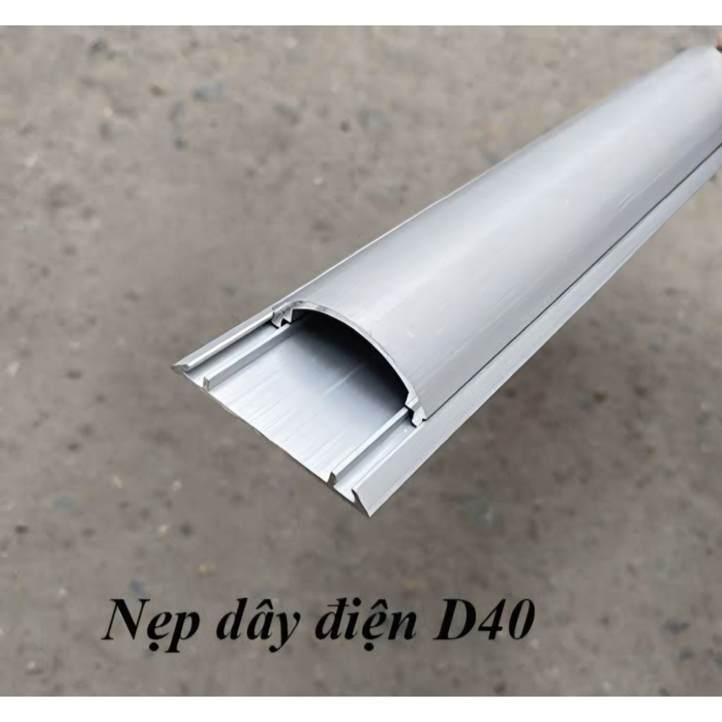 (Thanh dài 2m qua sàn cắt đôi)Nẹp nhôm dây điện D40,nẹp dây điện D40,nẹp bán nguyệt D40,,ghen bán ng