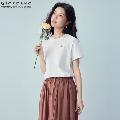 [Online Exclusive] Giordano Áo thun Nữ Ngắn Tay Thêu Hình Mèo 5396381