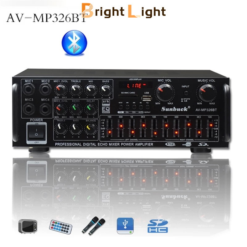 Amly karaoke Sunbuck 326BT hàng chuẩn (cổng 12v, 220v, có bluetooth)-Amly âm ly karaoke