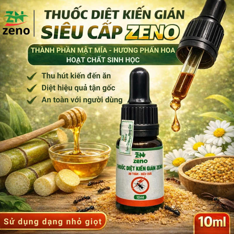 [SIÊU CẤP] Chế phẩm sinh học diệt Kiến, Gián ZENO 10ml - diệt tận gốc Kiến đen, Kiến Hôi, Gián Đức