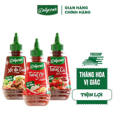 Combo: Xốt Me Cay (300g) + Tương Ớt Tây Ninh (270g) + Tương Cà Dellycook (270g)