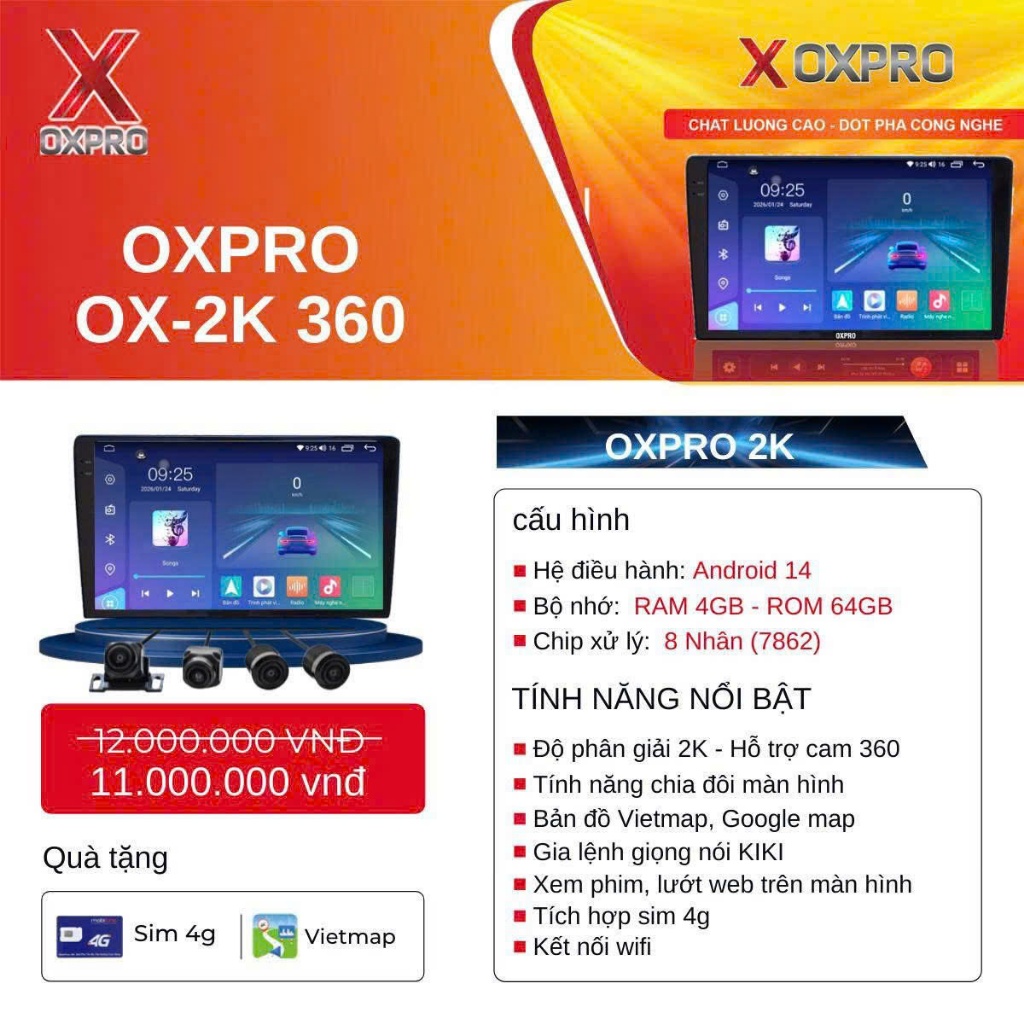 Màn hình OXPRO OX-2K 360 new, chất lượng cao