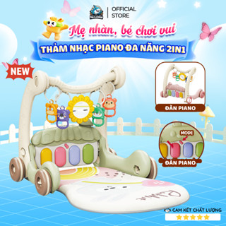 Thảm Nhạc Nằm Chơi Cho Bé, Thảm Nhạc Đa Năng 3in1 Kiêm Xe Tập Đi, Đàn Nhạc Cho Bé Phát Triển Toàn Diện