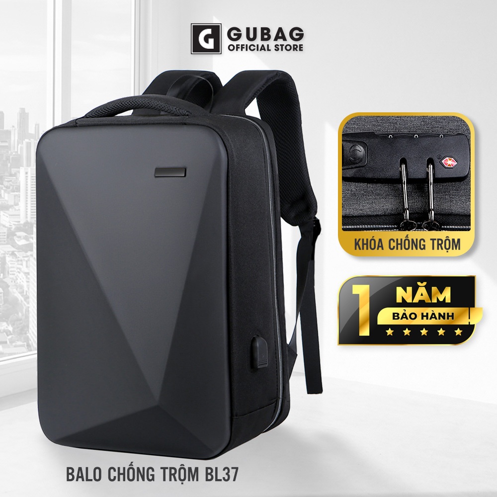 Balo chống trộm đi học đi làm GUBAG BL37 đựng Laptop chống thấm nước trang bị khe cắm sạc cao cấp